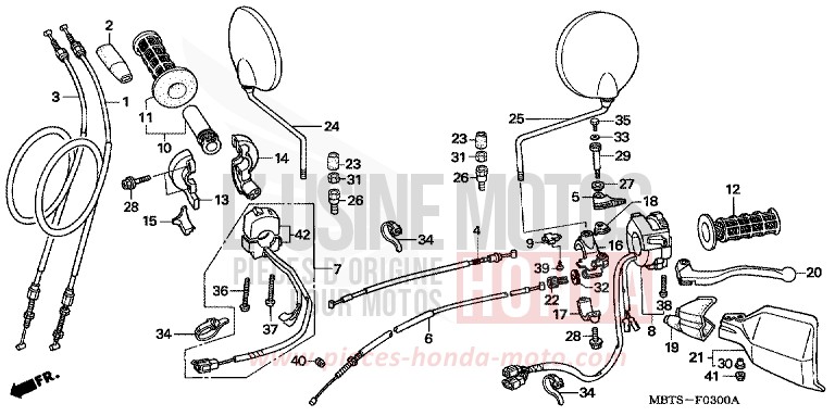 COMMUTATEUR/CABLE/LEVIER de Varadero ABS MUTE BLACK METALLIC (NH359) 2004
